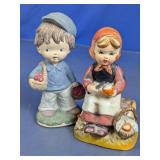 Vintage Harvest Boy and Girl Ceramic Figurines