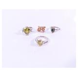 Lot of 4 Semi-Precious Fashion Rings