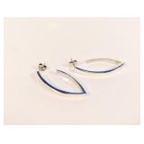 925 Sterling Silver Marquise Twisted Hoop Earrings