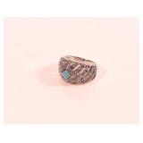925 Sterling Silver Turquoise and Marcasite Ring