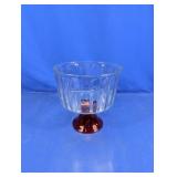 (1) Clear & Ruby Pedestal Bowl