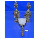 Brass Vanity Bottles and Brush Set