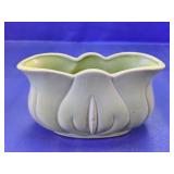 Vintage Sage Green Scalloped Ceramic Planter