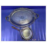 Ornate Silverplate Tray & Server Pan Set