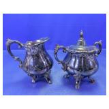 Ornate Silver-Tone Creamer & Sugar Bowl Set