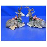 Fitz and Floyd Holiday Reindeer Candle Holder Set