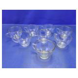 Set of 8 Gold-Rimmed Glass Teacups