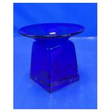Modern Cobalt Blue Glass Pedestal Bowl