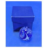 Blue Swirl Glass Decorative Paperweight Sphere