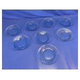 Blue Glass Dessert Plates Set