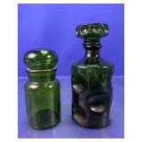 Vintage Green Glass Apothecary Bottle & Decanter