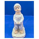 Winter Boy Figurine with Sleigh Scene