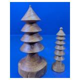 (2) Handcrafted Wooden Tree Decor