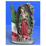 Our Lady of Guadalupe Resin Statue w/Flag