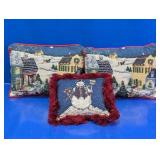Christmas Tapestry Throw Pillows Lot