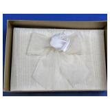 Cream Fabric Gift Box w/Satin Ribbon Rose
