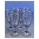 (6)Vintage Blue Swirl Stemmed Goblet Set