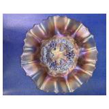 (1) Carnival Glass Grape Ruffled Bowl