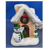Ceramic Light-Up Snowman Christmas House
