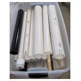 Assorted PVC Pipe Sections in Plastic Tote