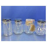 (4) Glass Clamp Lid Storage Jars