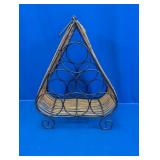 Triangular Metal and Wood Wine Rack