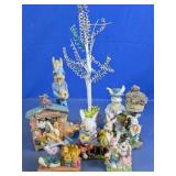 Whimsical Easter Rabbit Resin Figurine Lot