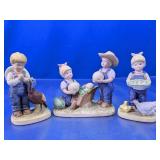 (3) Porcelain Country Children Figurines