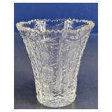 Intricate Star Pattern Cut Glass Vase