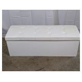 White Faux Leather Storage Ottoman Bench