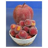 Sugared Red Apple Decor Set