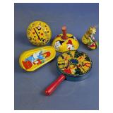 (5)Vintage Lithographed Tin Carnival Toy Lot