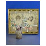 Framed Victorian Print & Figurine