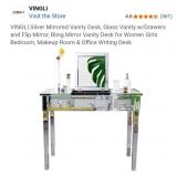 VINGLI Silver Mirrored Vanity Desk