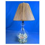 Coastal Glass Table Lamp w/ Wood Shade