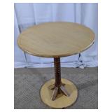 Round Wood Pedestal Accent Table
