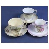 (3)Vintage Decorative Teacups & Saucers Set
