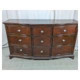 Curved Front 9-Drawer Wood Dresser