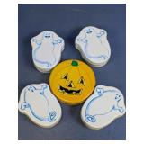 Ghost & Pumpkin Metal Tins Lot