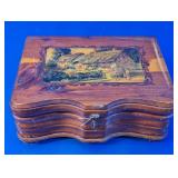 Vintage Decoupage Cedar Box with Mirror
