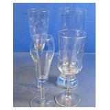 Set of 4 Assorted Vintage Glass Stemware