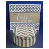 Decorative Wood Sign and Storage Box Set