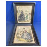 Vintage Colorized Etchings Framed Lot