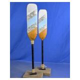 Decorative Metal Paddle Sculptures on Wood Bases