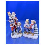 (2) Porcelain Christmas Figurine Displays