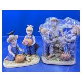 (2) Porcelain Harvest Children Displays