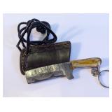 Damascus Pattern Mini Cleaver Keychain