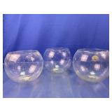 Set of 3 Clear Glass Globe Bowls