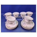 Floral Glass Tea Cups and Saucers Set