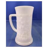 Embossed White Milk Glass Stein Mug
